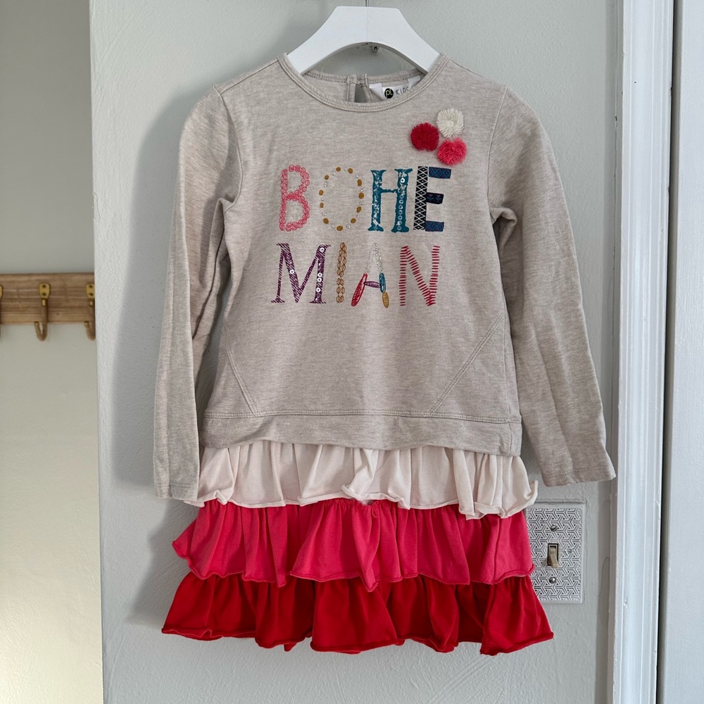 PL Kids Bohemian graphic ruffled dress sz: 7